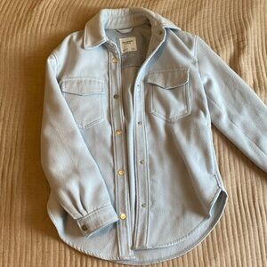 Abercrombie & Fitch Baby Blue Shacket Shirt Jacket Snaps Button Up Small